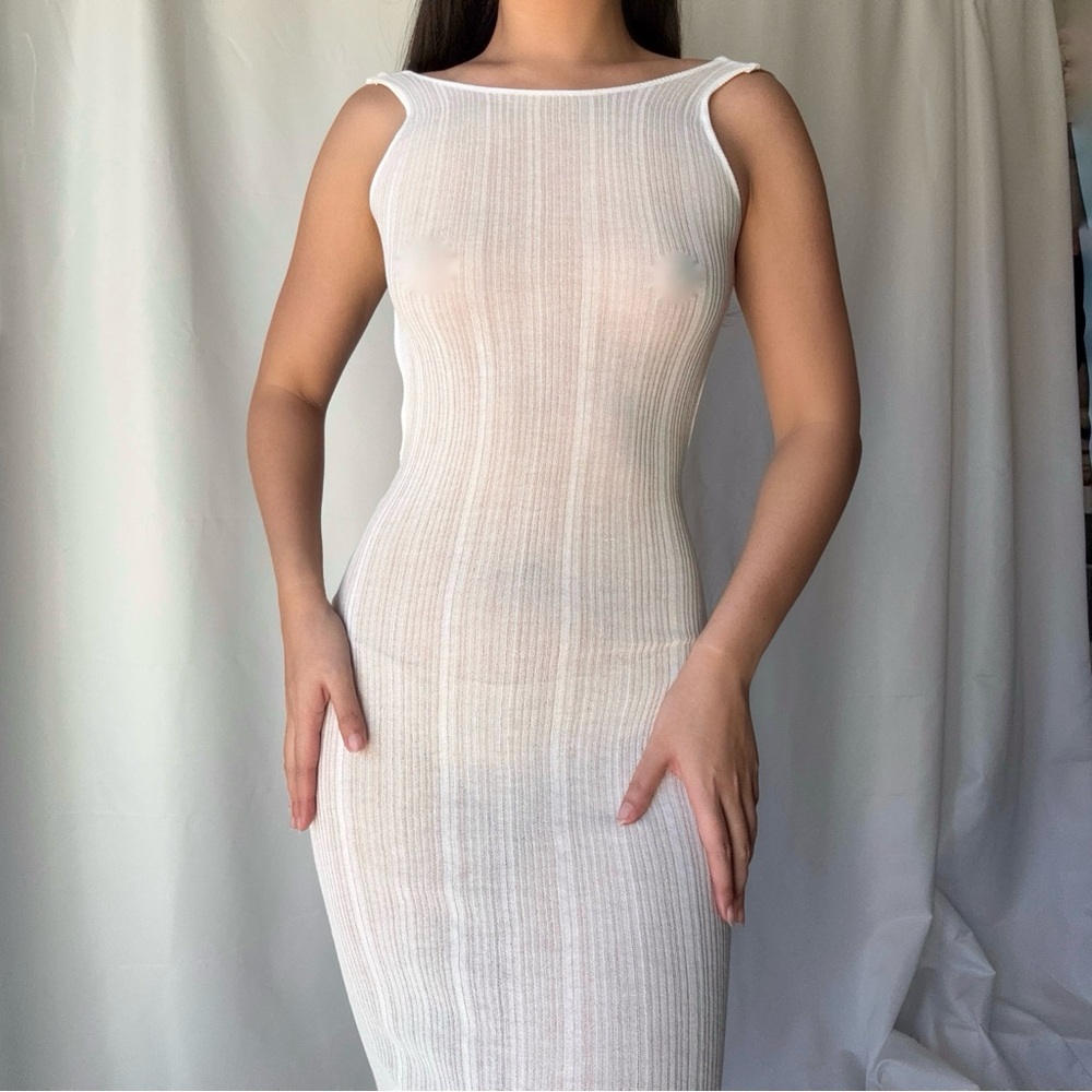 I.AM.GIA White Sheer Coverup Backless Dress - Picture 4 of 4